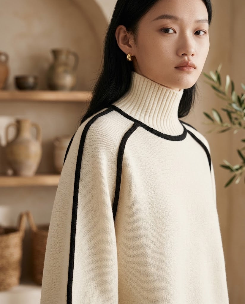 Relaxed Knit Turtleneck Sweater Threadded
