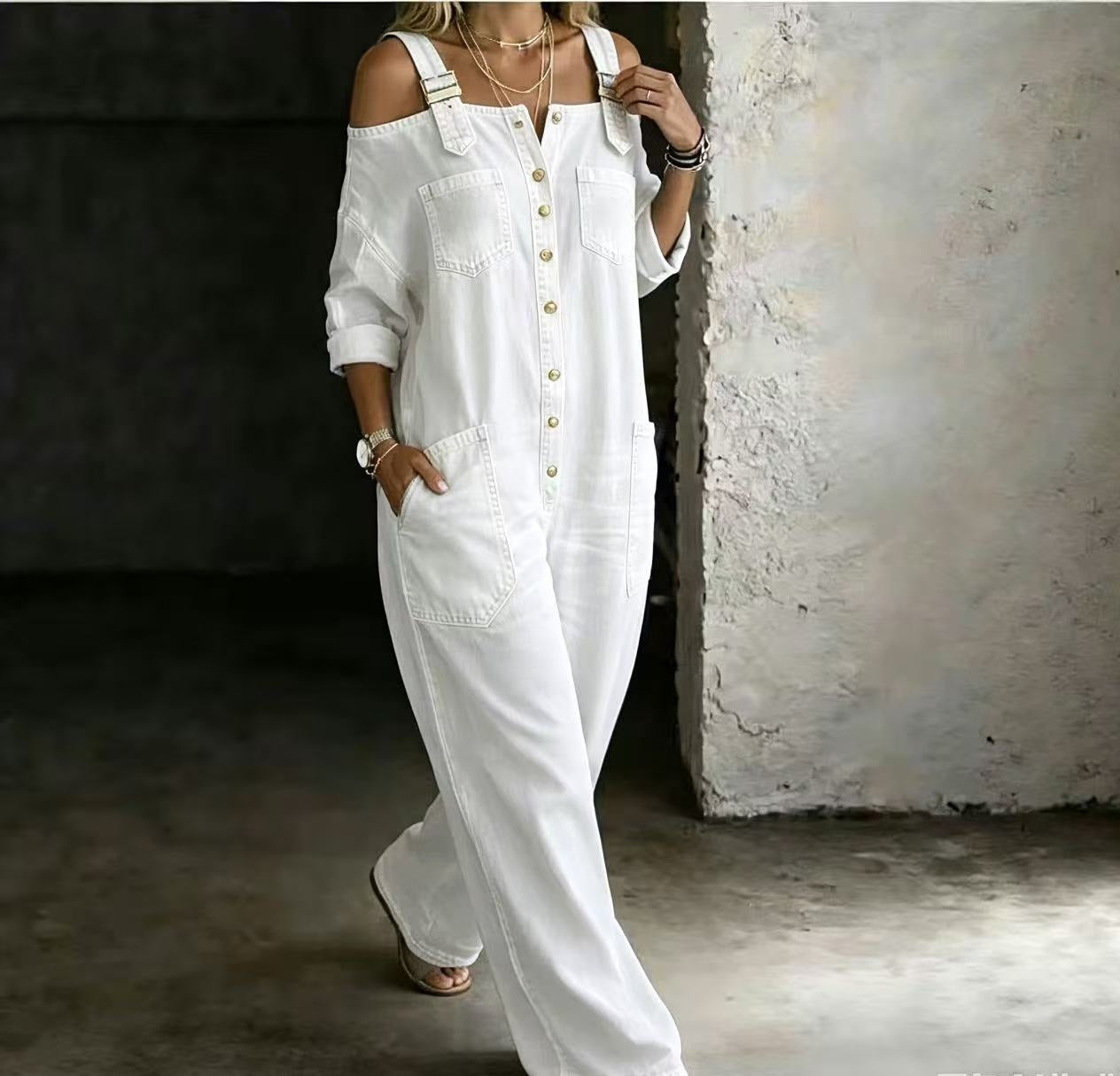Sophia | Off Shoulder Denim Jumpsuit