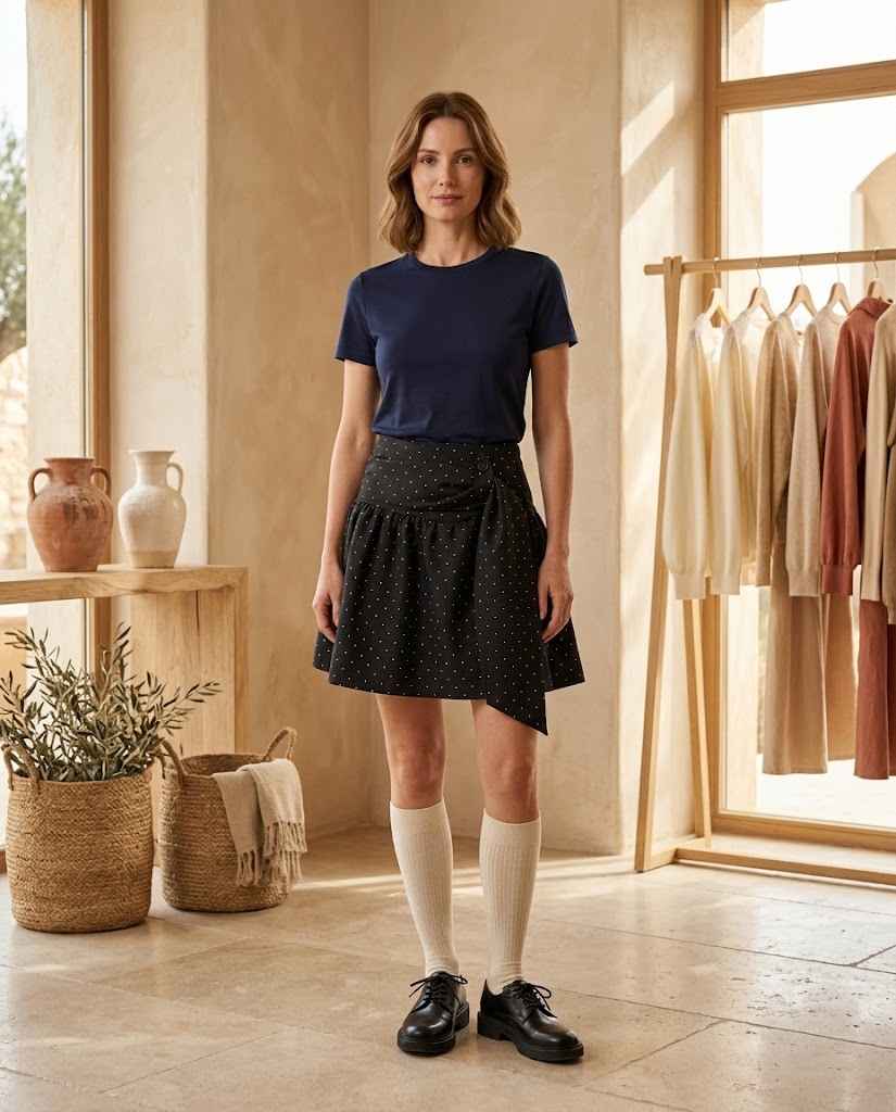 Rosalie Women?s High-Waisted Polka Dot A-Line Skirt