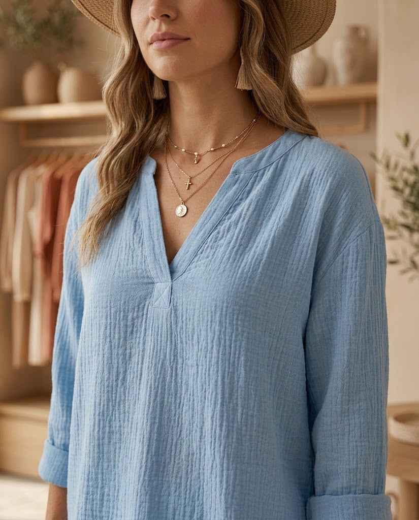 Isla | V-Neck Lace Trim Blouse