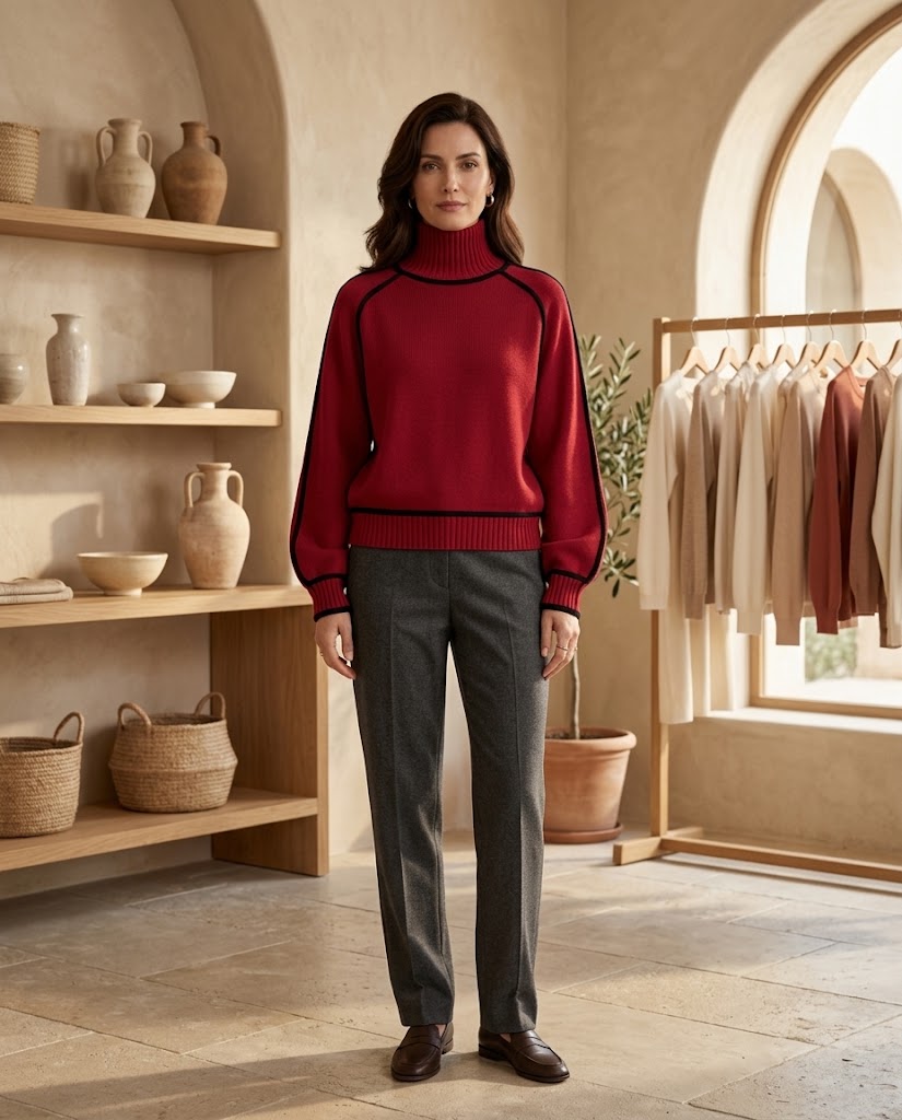 Relaxed Knit Turtleneck Sweater Threadded