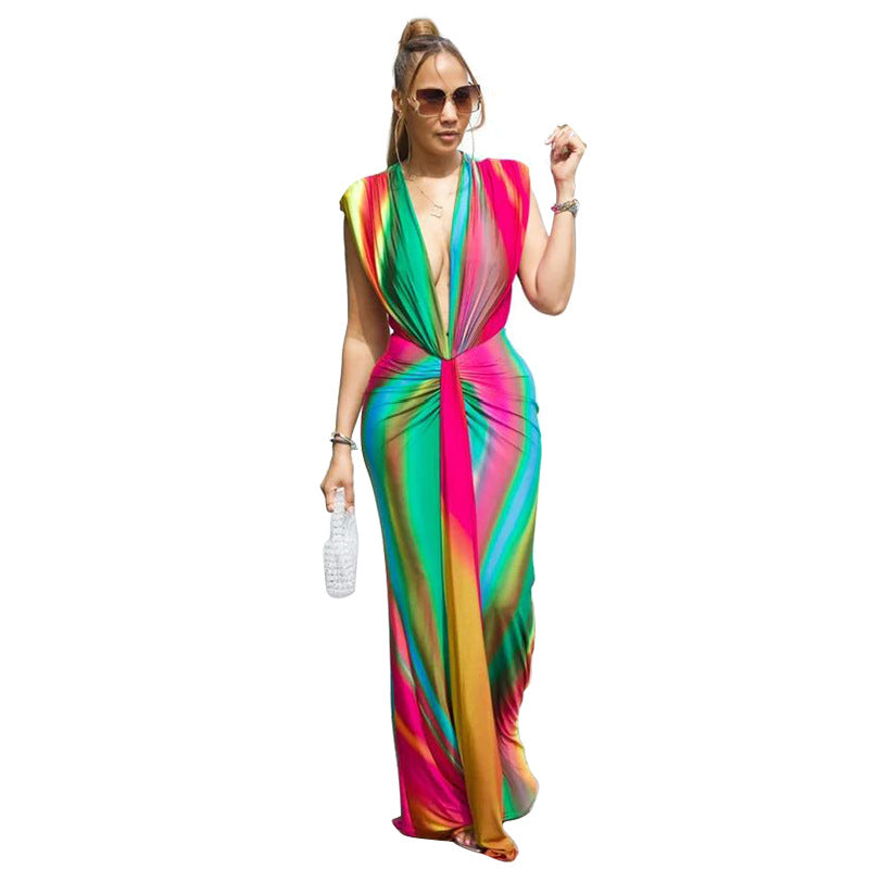 Zarela | Sleeveless Abstract Print Maxi Dress