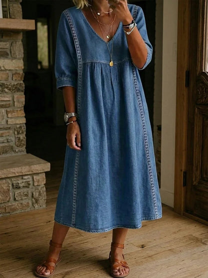 Clara | Peter Pan Collar Denim Dress