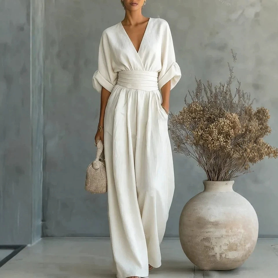 Wanda | Cross Front Wide Leg Jumpsuit