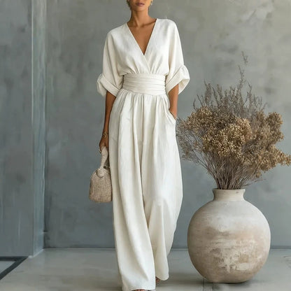Wanda | Cross Front Wide Leg Jumpsuit