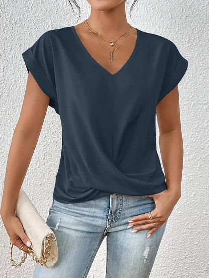 Tirenne | Fluid Draped V-Neck Blouse