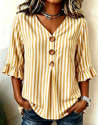Jessara | Ruffle-Sleeve Linen Blouse