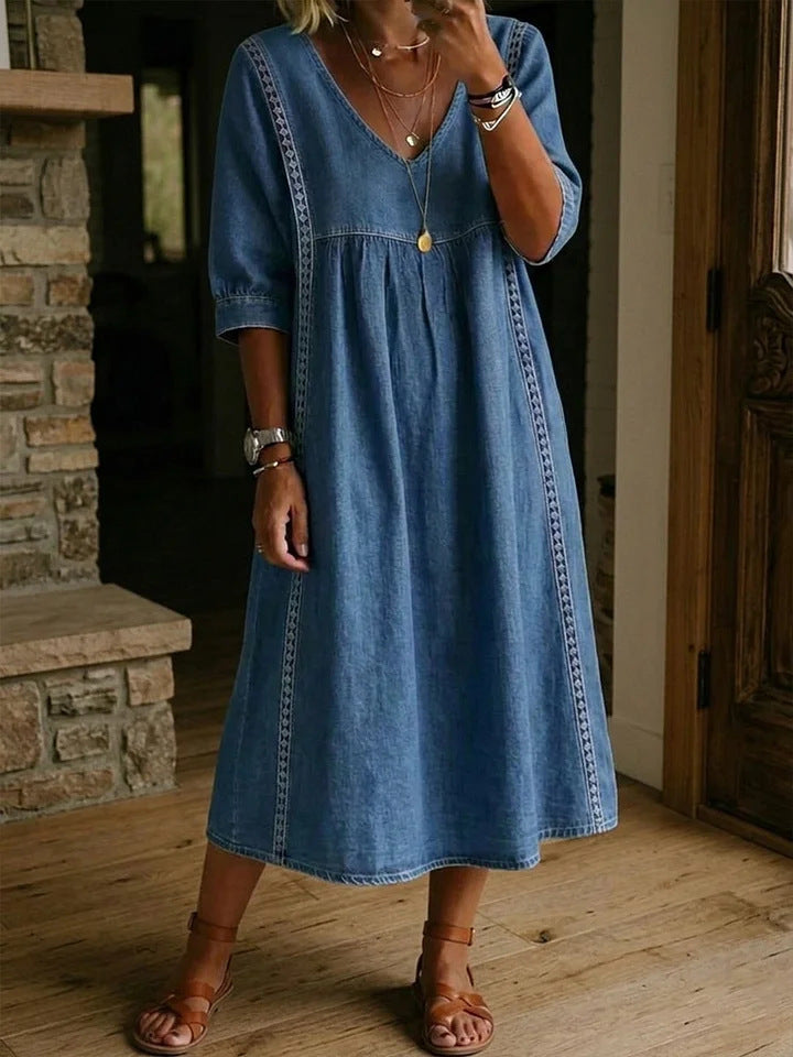 Clara | Peter Pan Collar Denim Dress