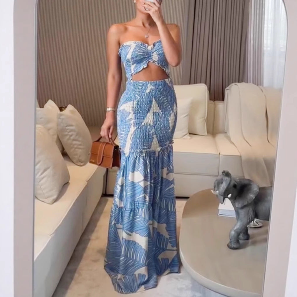 Azaria | Strapless Two Piece Printed Maxi Dress Set