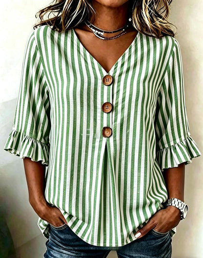 Jessara | Ruffle-Sleeve Linen Blouse