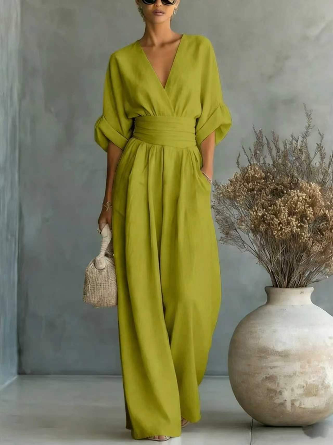 Wanda | Cross Front Wide Leg Jumpsuit