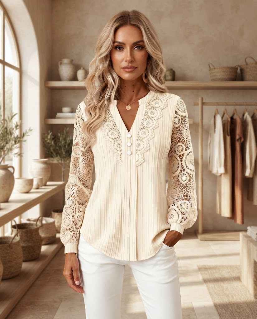 Amelie | Long Blouse with V-Neck