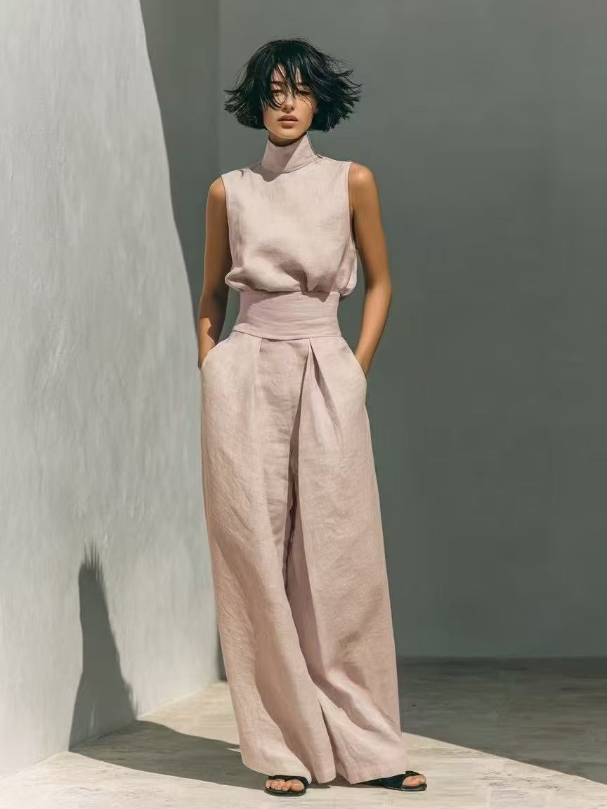 Maria | Complete With Tank Top And Wide-Leg Cotton And Linen Minimalist Outfit