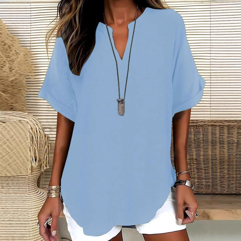 Xalina | Soft-Touch Notched-Neck Blouse