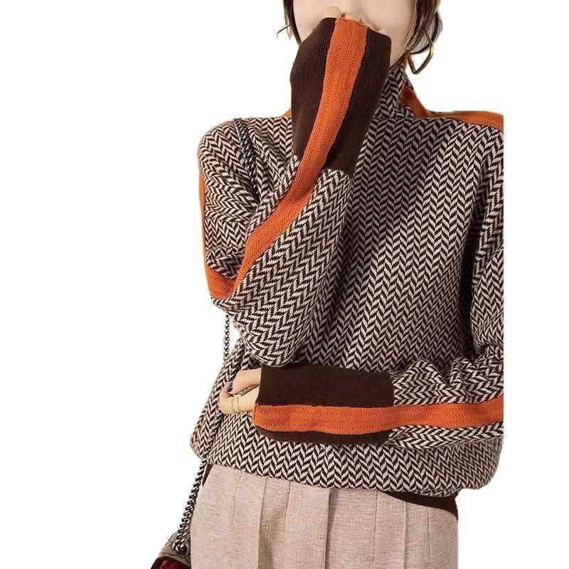 MILA | CHIC HIGH-NECK PATTERNED SWEATER