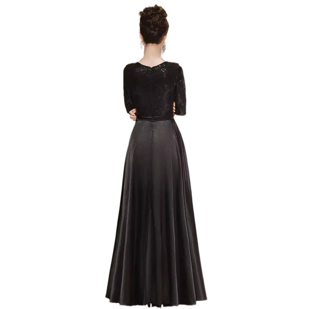 Mige | Short Flutter Sleeve Defined Waist Maxi Dress