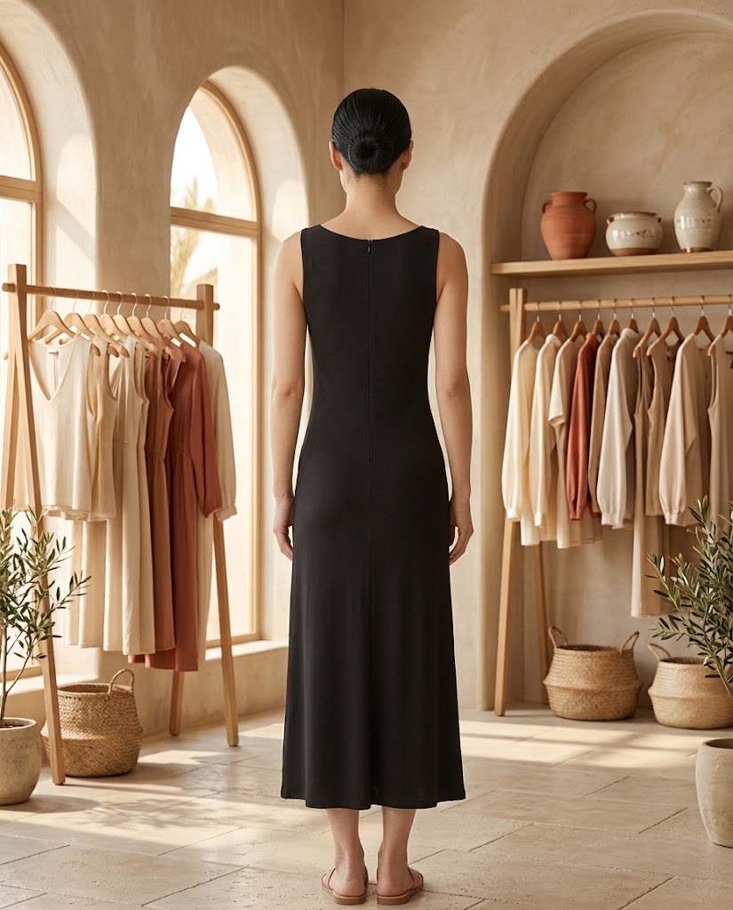 Ismerie | Easy Drape Midi Dress Threadded