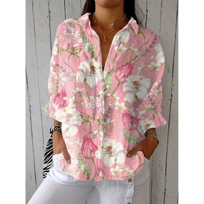 Retro Hand-Painted Watercolor Cat Print Shirt and Pants Set