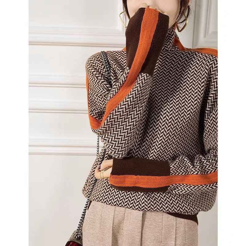 MILA | CHIC HIGH-NECK PATTERNED SWEATER