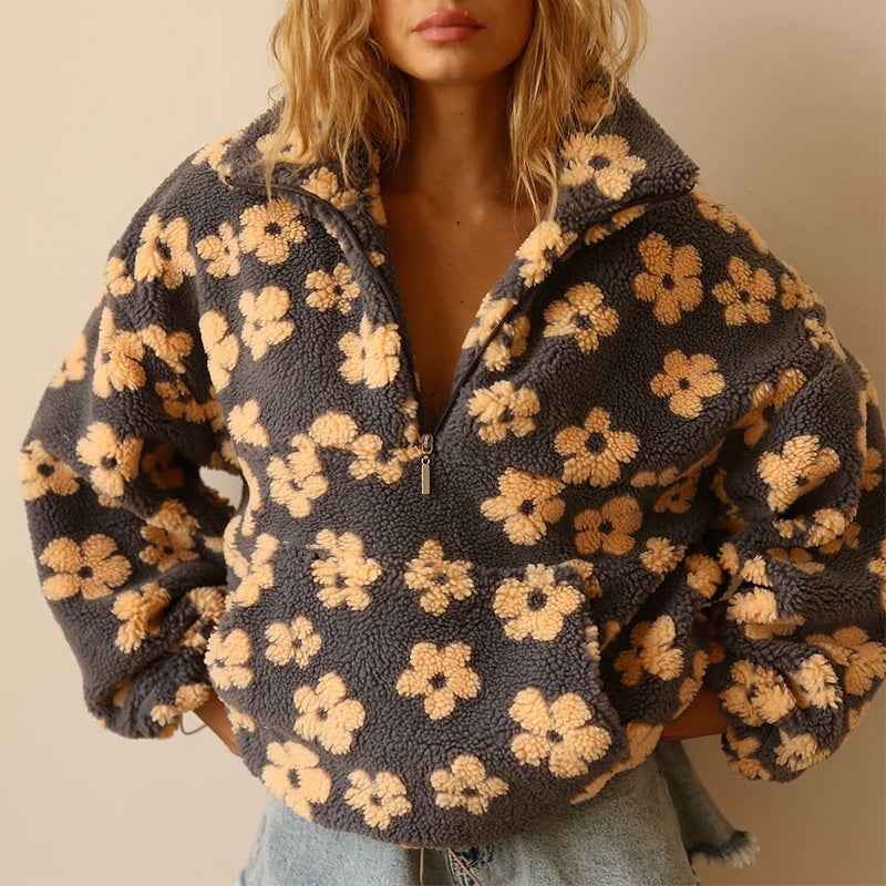 Daisy | Floral Fleece Half-Zip Pullover