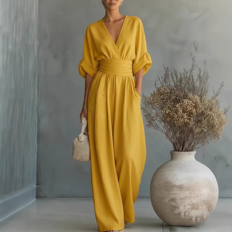 Wanda | Cross Front Wide Leg Jumpsuit