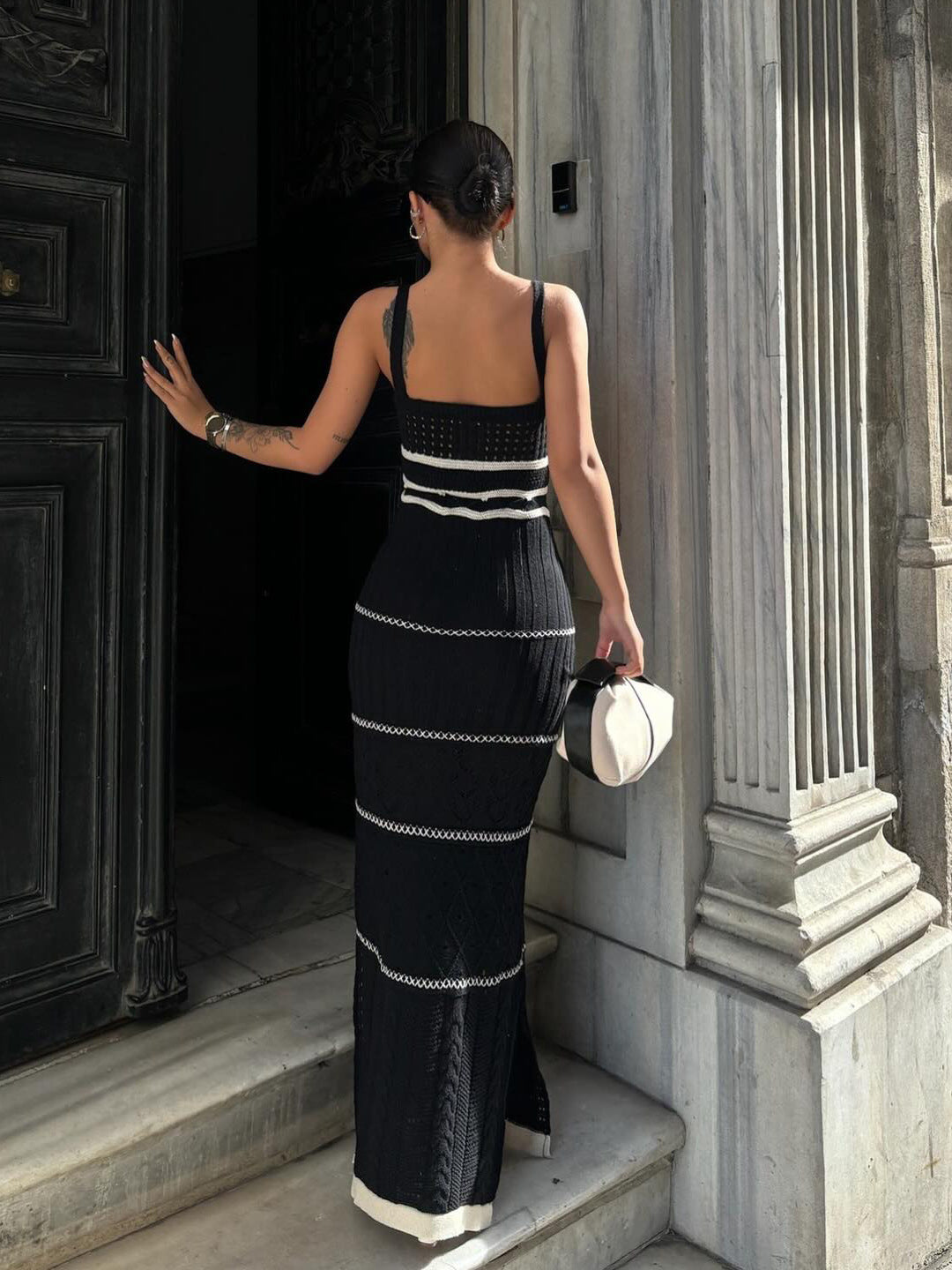 Valora | Spaghetti Strap Crochet Detail Maxi Dress