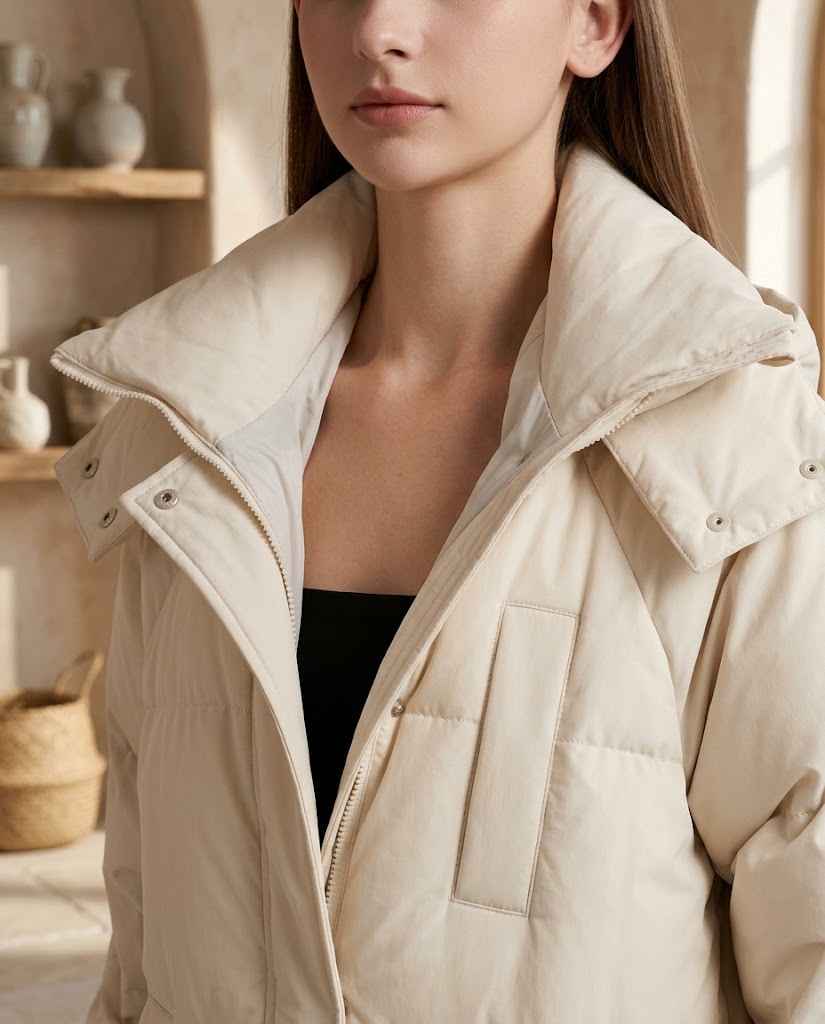 Comfortable long winter puffer jacket for women