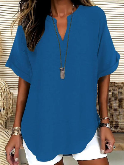 Xalina | Soft-Touch Notched-Neck Blouse