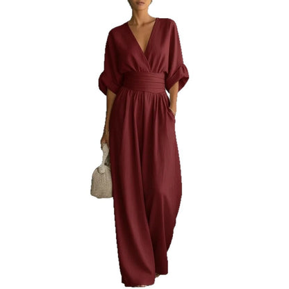 Wanda | Cross Front Wide Leg Jumpsuit