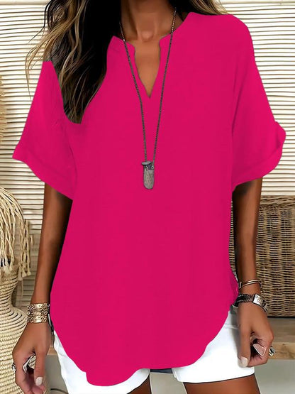 Xalina | Soft-Touch Notched-Neck Blouse