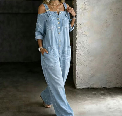 Sophia | Off Shoulder Denim Jumpsuit