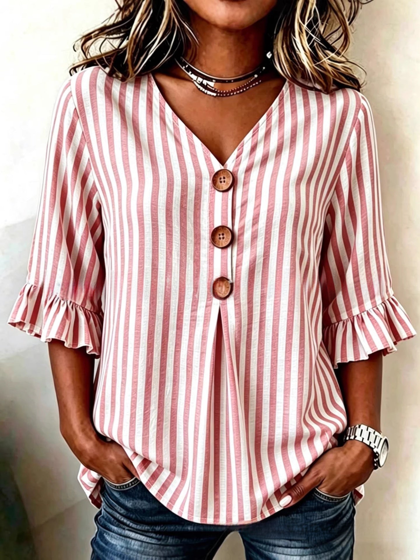 Jessara | Ruffle-Sleeve Linen Blouse