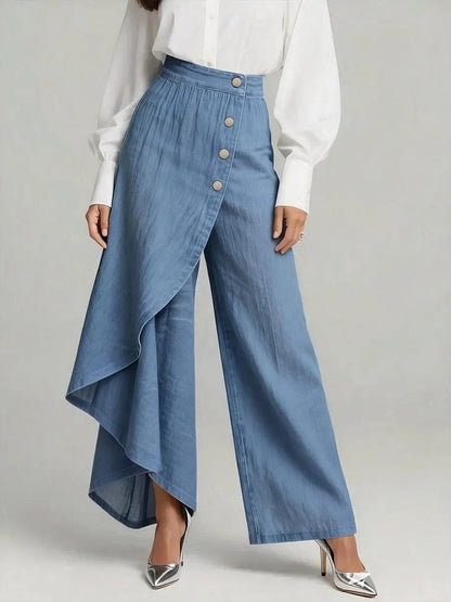 Stylish Women's High-Waisted Wide-Leg Jeans with Relaxed Fit