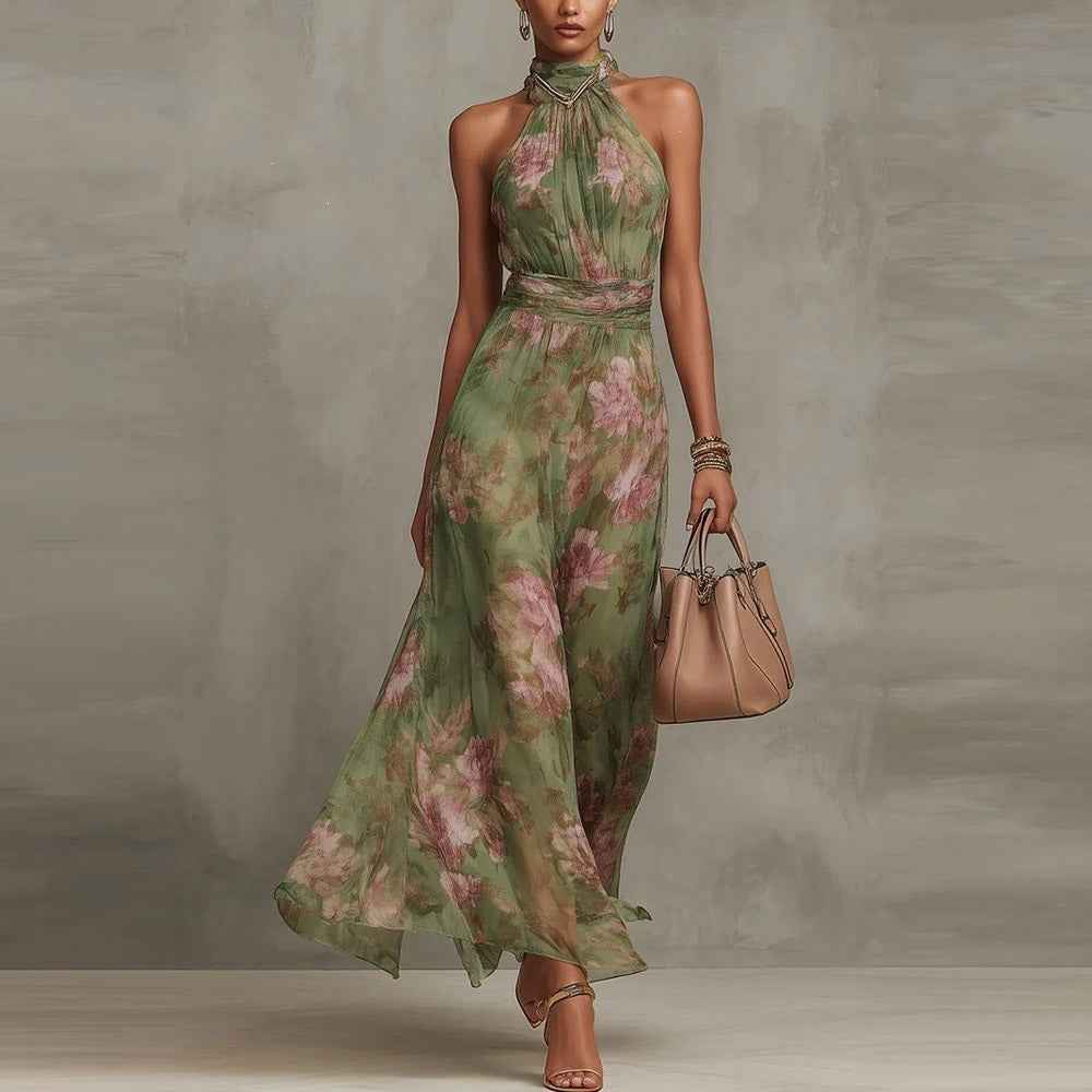 Mirelle | Gathered Halter Midi Dress