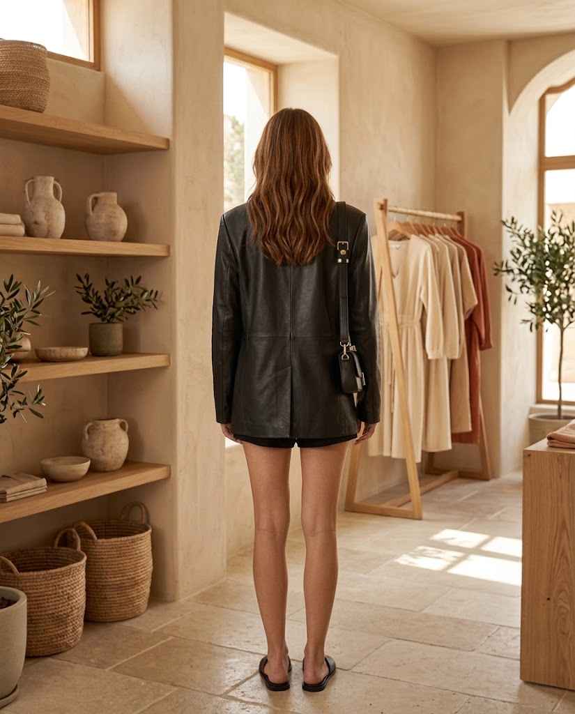 Women's Oversized Faux Leather Blazer with Lapel