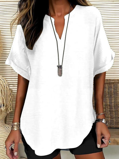 Xalina | Soft-Touch Notched-Neck Blouse