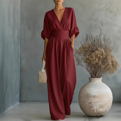 Wanda | Cross Front Wide Leg Jumpsuit