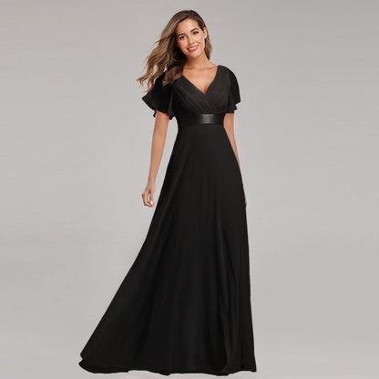 Orelia | Short Sleeve V Neck Flowing Maxi Dress