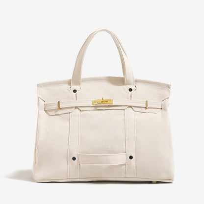 Casual Color Block Canvas Tote Bag