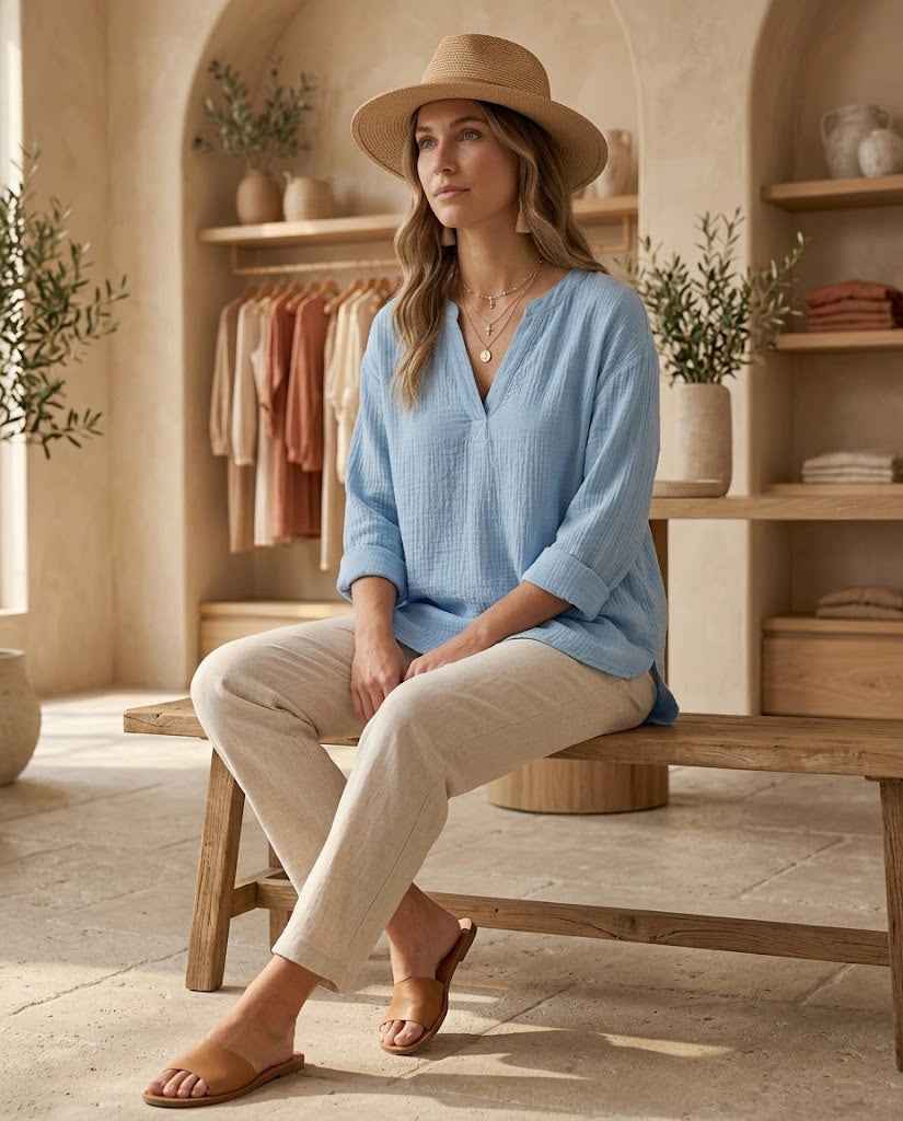 Isla | V-Neck Lace Trim Blouse