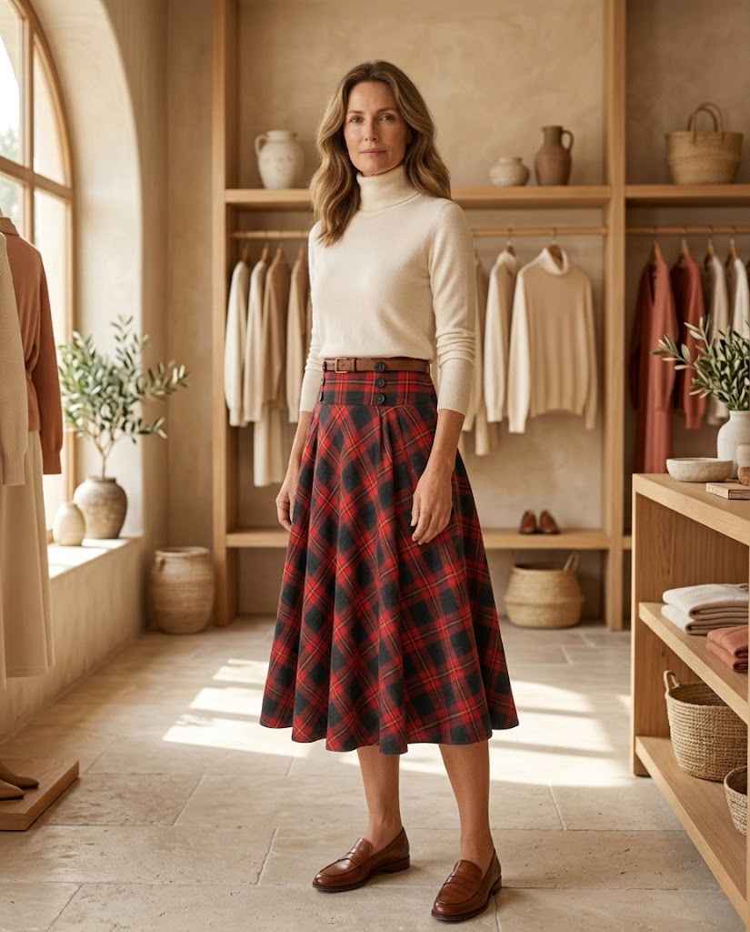 Vintage High Waist Pleated Full Swing Maxi Skirt