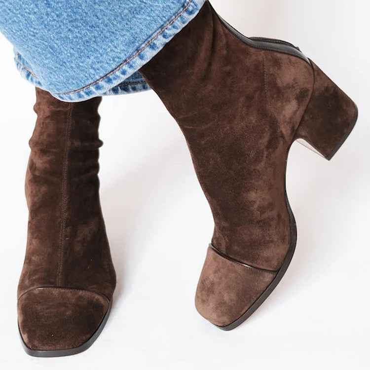 Luna | Square Toe Heeled Boots