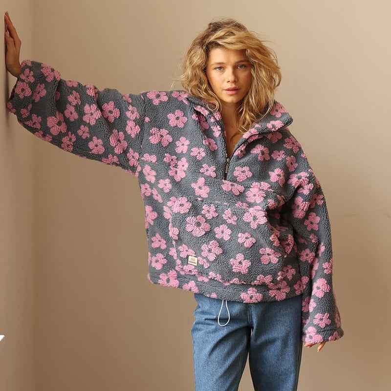 Daisy | Floral Fleece Half-Zip Pullover