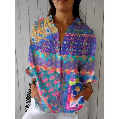 Retro Hand-Painted Watercolor Cat Print Shirt and Pants Set