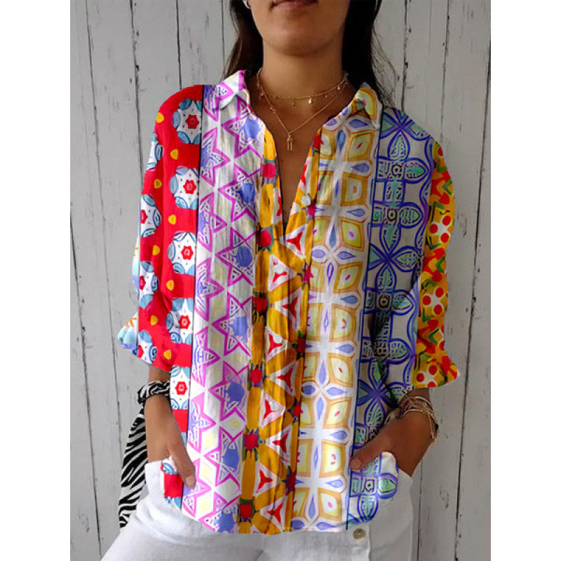 Retro Hand-Painted Watercolor Cat Print Shirt and Pants Set