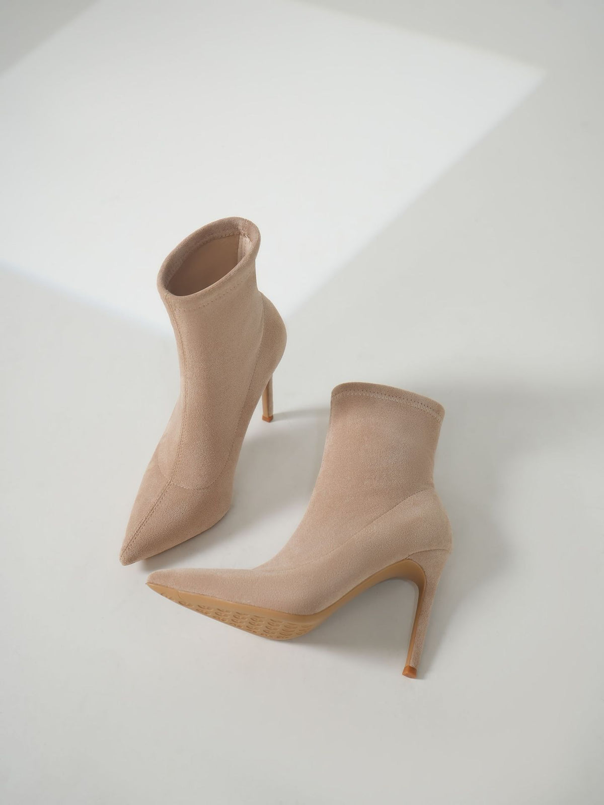 LuxeStride | Chocolate Brown Pointed Toe Sock Boots - Sleek Minimalist Ankle Booties