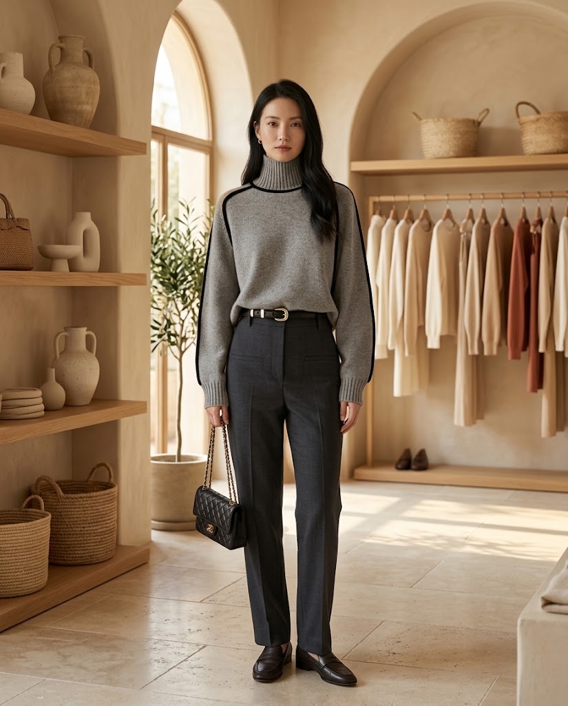 Relaxed Knit Turtleneck Sweater Threadded