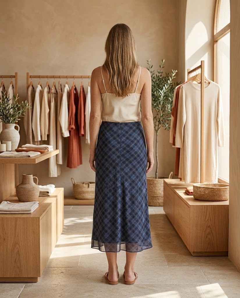 Womens Retro Plaid Mesh Midi Skirt Lace Bow & Side Slit