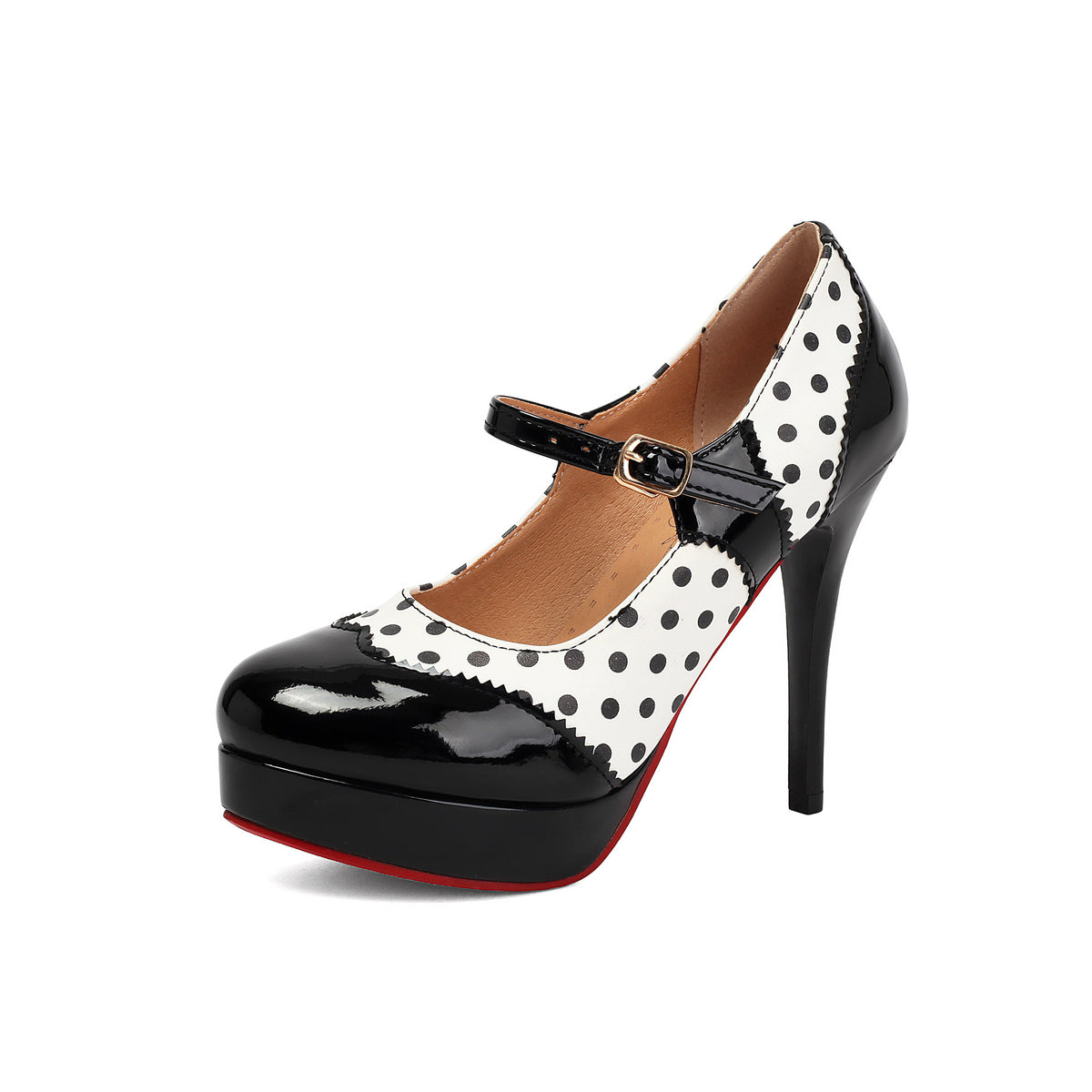 PinUpStep | Polka Dot Platform Mary Jane Heels - 50s Retro Rockabilly Pumps