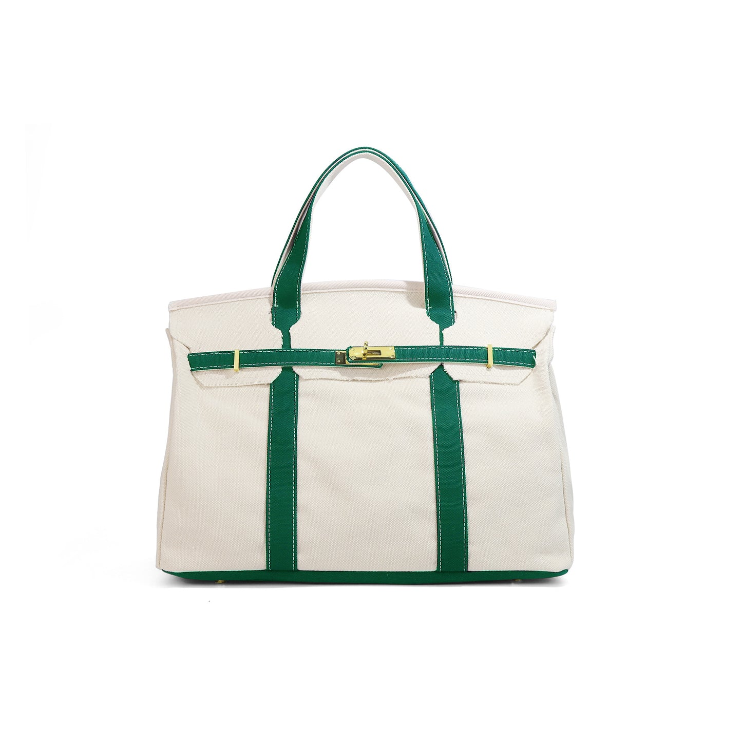 Casual Color Block Canvas Tote Bag